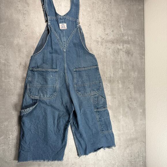 Vintage Lady Liberty denim bib overalls cut off shorts size 8 - Picture 7 of 14